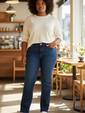 Lee Bootcut Jeans Womens 14L Dark Blue Regular Fit Mid Rise Stretch Denim